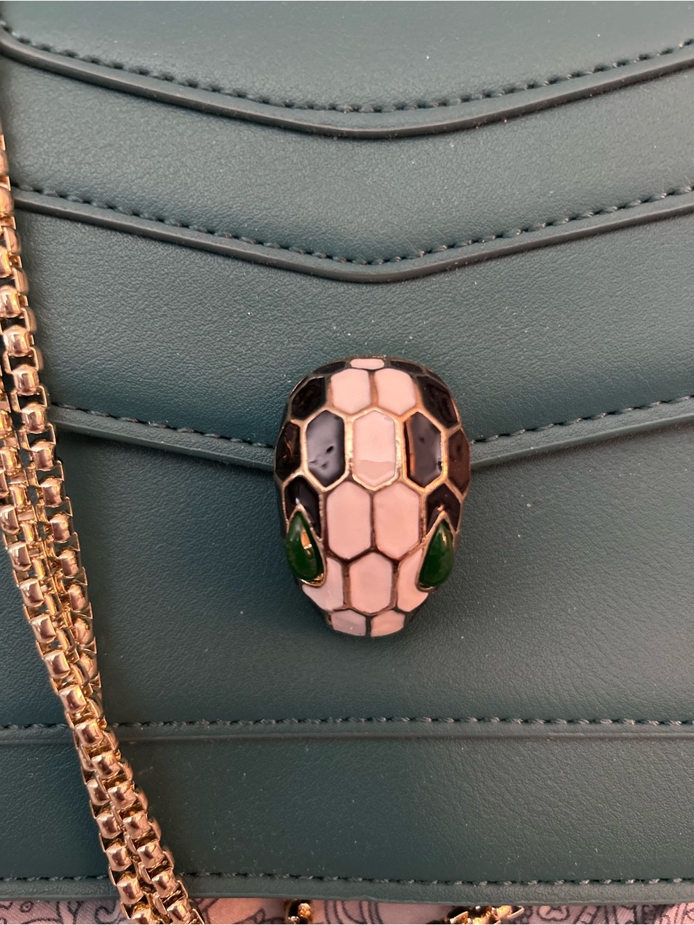 Bulgari Pink, Black and Green Serpent Brooch